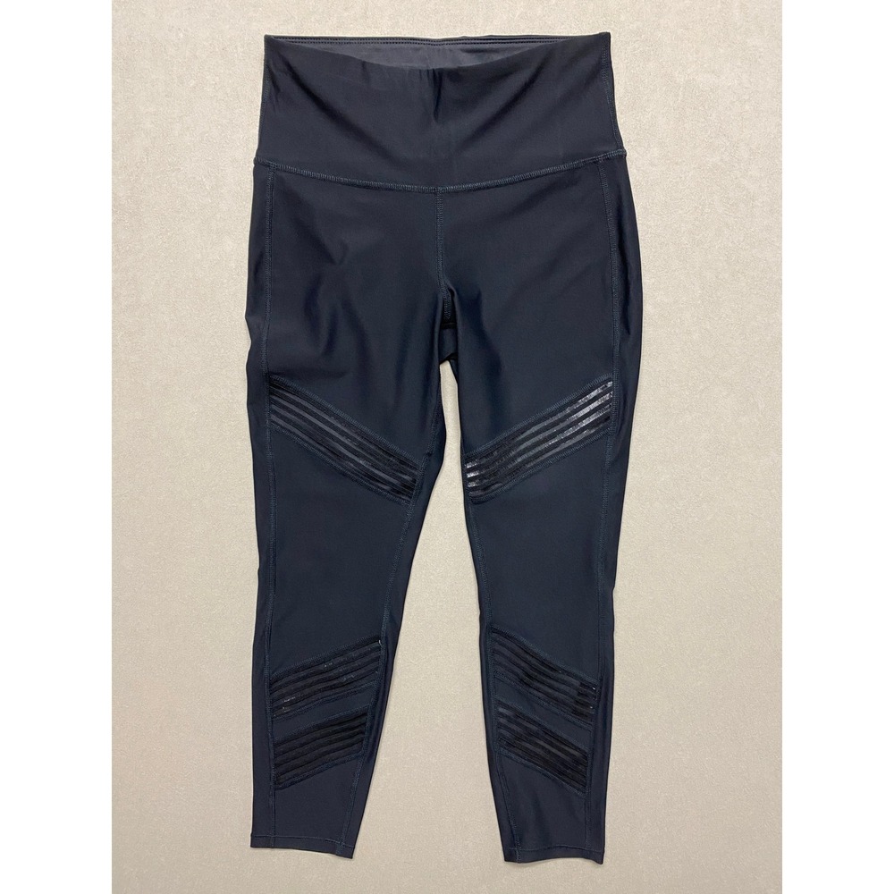 Xersion Womens Black Mesh Moto High Waist Activewear Leggings Size M Fitted